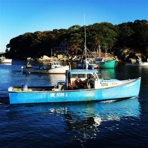 Lobster boats on New Harbor, Maine. | New harbor, Lobster boat, Maine