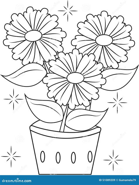 Flower pot coloring page stock illustration. Illustration of contour - 51089209