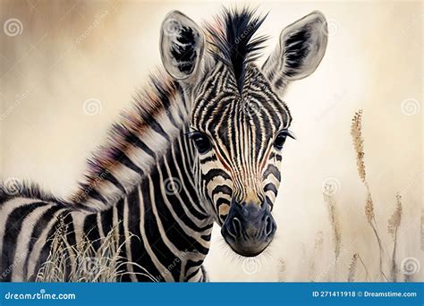 Watercolor Painting of a Cute Baby Zebra. Baby Zebra. Generative Ai ...