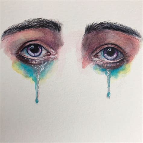 Crying Eyes, Tears In Eyes, Sad Eyes, Watercolor Eyes, Watercolor Tattoo, Cry Drawing, Rainbow ...