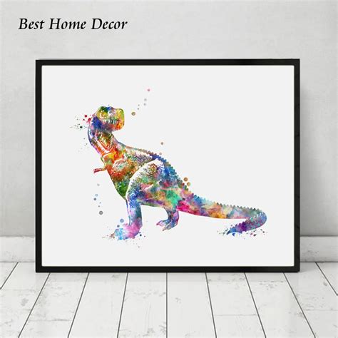 Dinosaur Watercolor Art Poster Dinosaur Wall Art Inspiration Home Decor ...