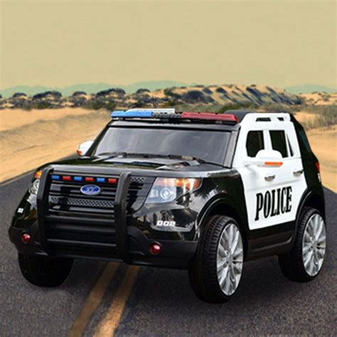 Kids Electric Ride On Police Car in Black/White 12V | Police cars, Ride ...