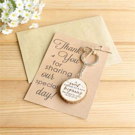 Personalized Wooden Keychain Key Ring, Custom Wedding Favours Thank You ...