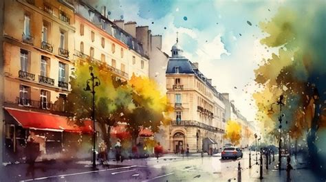 Premium AI Image | Watercolor painting of Paris illustration colorful ...