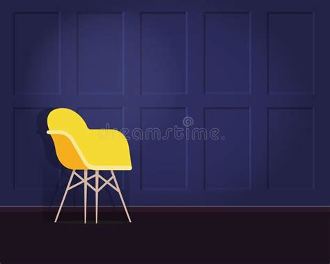 Interior Design with a Modern Yellow Chair on Blue Wall. Stock Vector ...