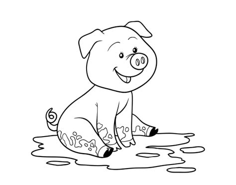 Pig in mud coloring page - Coloringcrew.com