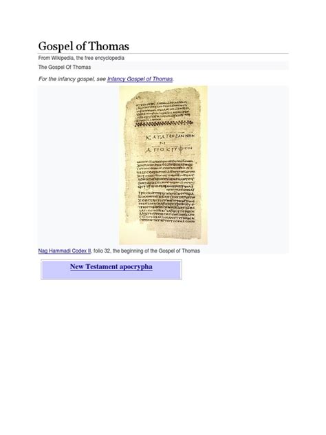 Gospel of Thomas | PDF | Gospel Of Thomas | Gospels