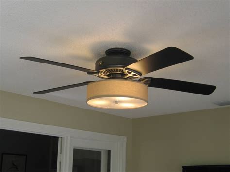 Low Profile Linen Drum Shade Light Kit for Ceiling Fan - S.T. Lighting LLC.