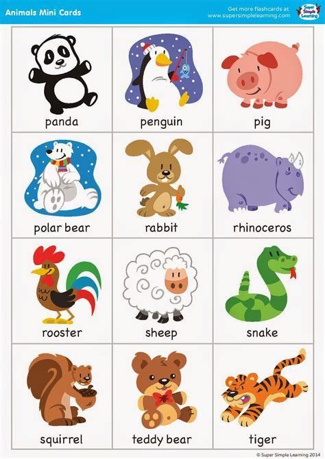 Tarjetas De Animales En Inglés / Animals Flash Cards | Animales en ingles, Loteria de animales ...