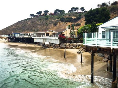 Beach houses Malibu stock image. Image of beach, states - 78767257