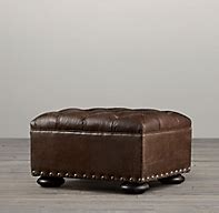Churchill Leather Ottoman with Nailheads