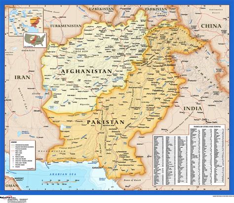 Afghanistan/Pakistan Atlas Style Wall Map | Maps.com.com