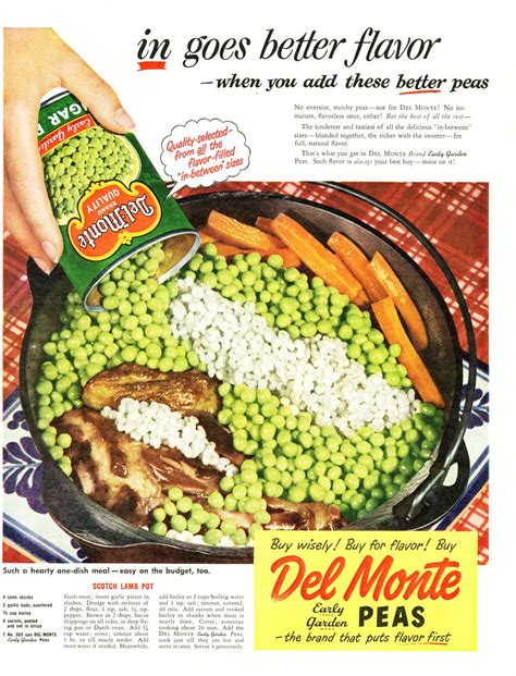 Del Monte Peas | Food, Vintage recipes, Canned peas