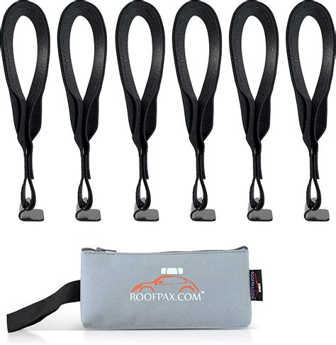 RoofPax Waterproof Roof Top Cargo Door Hook Strap for Car Roof Rack Luggage, Black, 6 Pieces ...