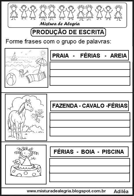 Formando Frases Com Os Desenhos, Atividades Para | Forme frases, Atividades letra e, Atividades ...