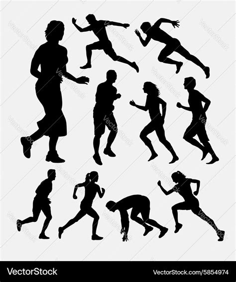 People running silhouettes Royalty Free Vector Image