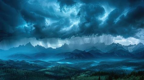 Premium Photo | Dark storm clouds over the majestic mountains and ...