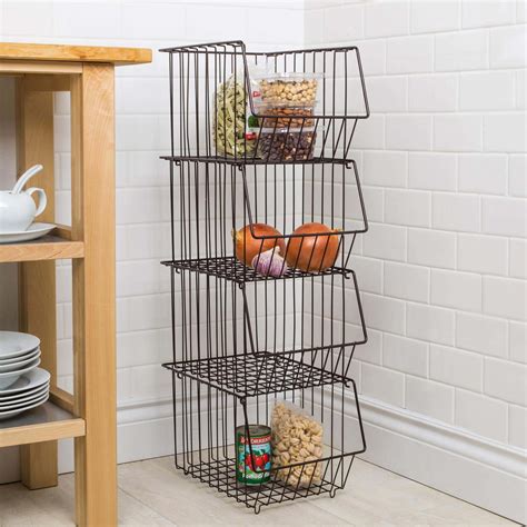 KSP Ashley Stacking Wire Basket - Set of 4 (Brown) 27 x 37 x 94 cm ...