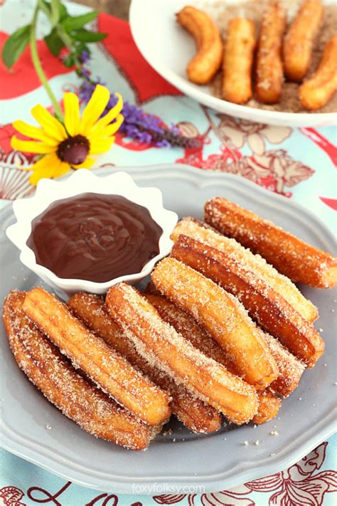 Homemade Churros with chocolate dip sauce - Foxy Folksy