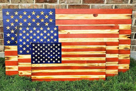 Rustic Wooden American Flag Veteran Made Small Medium | Etsy
