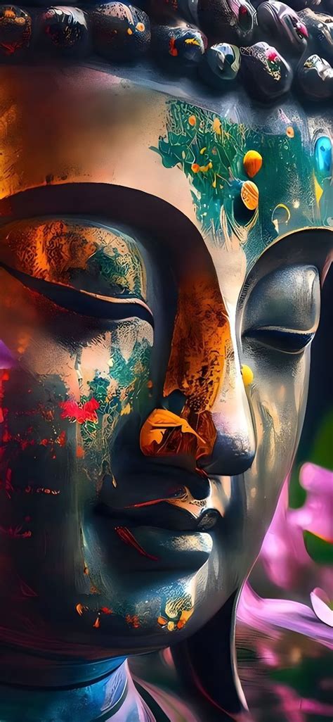 an artistic painting of a buddha head