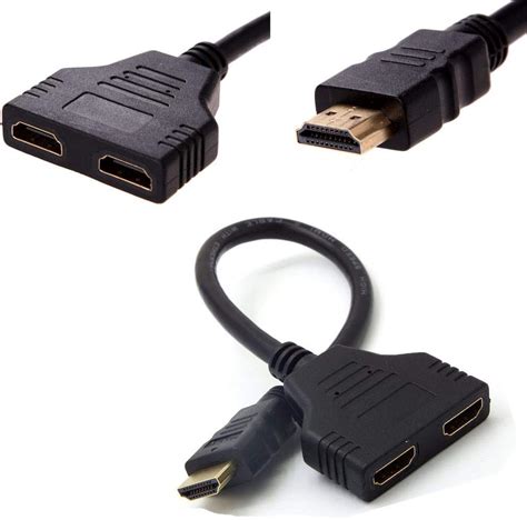 2 Way HDMI Switcher Cable; Dual HDMI Switch, Gold: Amazon.co.uk: Camera ...