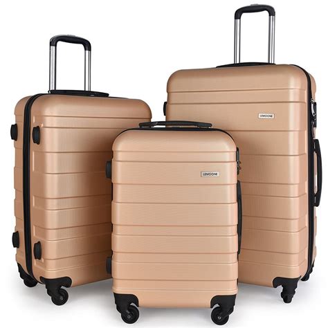 Luggage Set Spinner Trolley Suitcase Hard Shell Carry On (Champagne ...