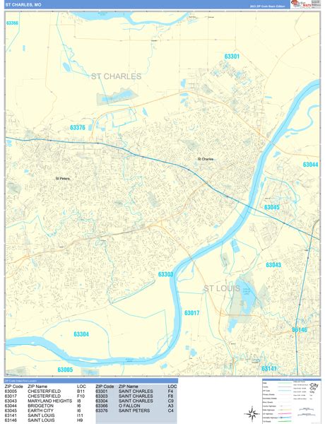 St. Charles Missouri Wall Map (Basic Style) by MarketMAPS - MapSales