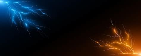 Premium Vector | Realistic blue and yellow lightning effect on black ...