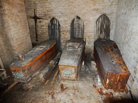 rotting above-ground coffins (occupied), West Norwood Cemetery, London ...