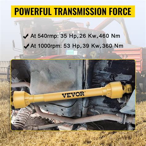 VEVOR PTO Shaft, 1-3/8” PTO Drive Shaft, 6 Spline Tractor and Implement ...