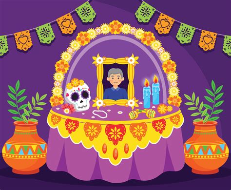 Dia De Muertos Altar Commemorating a Decease Man | FreeVectors