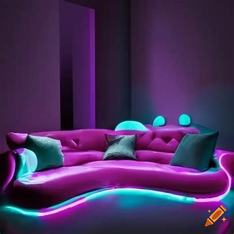 Sofa with lights and massage feature on Craiyon