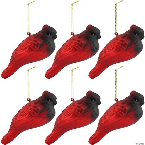 Decorae Glass Cardinal Christmas Ornaments (6-Pack); Red Bird Holiday ...