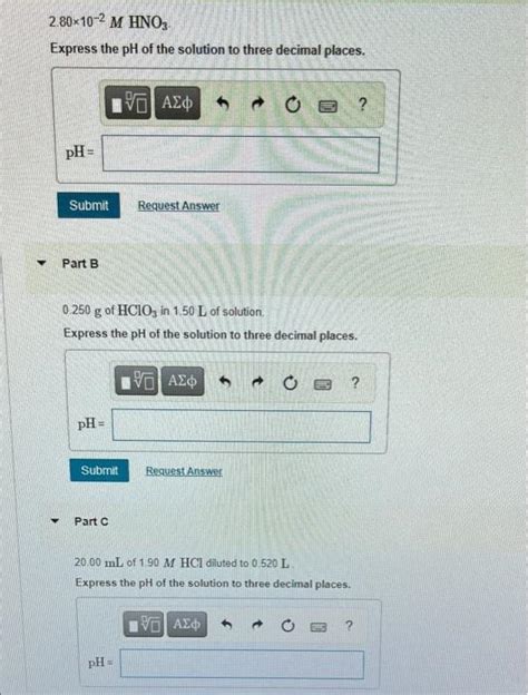 Solved 280x10-2 M HNO3 Express the pH of the solution to | Chegg.com