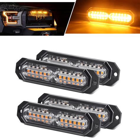 Buy Led Grille Lights for Trucks, 12 Amber Led, Emergency Surface Grill ...