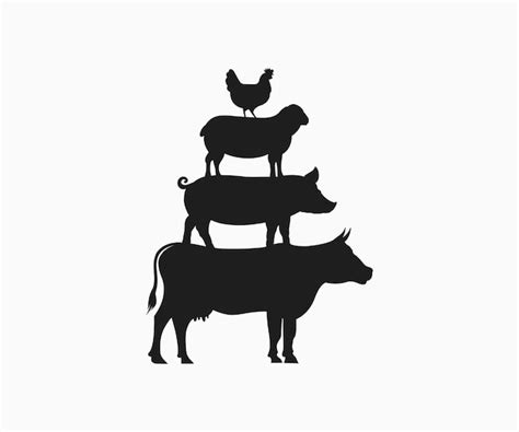 Premium Vector | Cow, pig, lamb, chicken, stencil vector template.