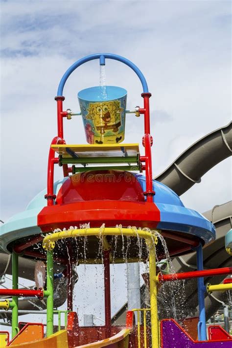 Spongebob Bucket In Children Water Park Editorial Stock Photo - Image of gliding, amusement ...