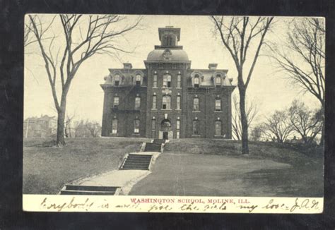 MOLINE ILLINOIS WASHINGTON SCHOOL BUILDING VINTAGE POSTCARD | eBay