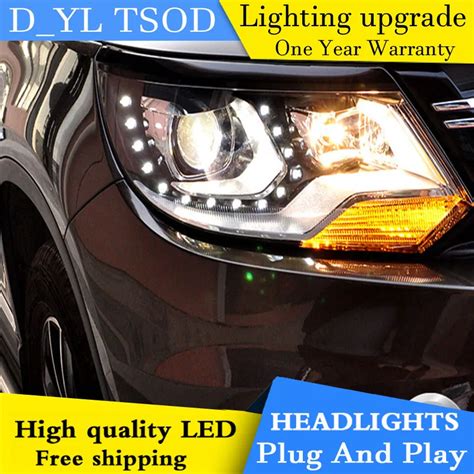 D_YL Car Styling for VW Tiguan Headlights 2013 2015 Tiguan LED Headlight DRL Lens Double Beam H7 ...