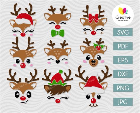 Cute Rudolph SVG, Reindeer Svg, Rudolph Svg, Chirstmas Svg Crella ...