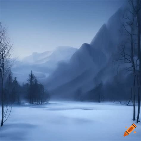 Realistic snowy landscape on Craiyon