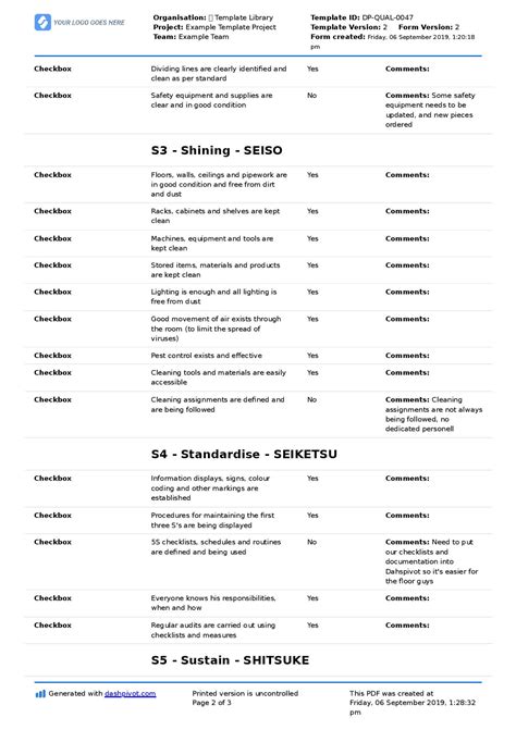 5S Checklist for Manufacturing (Free template, better than excel)