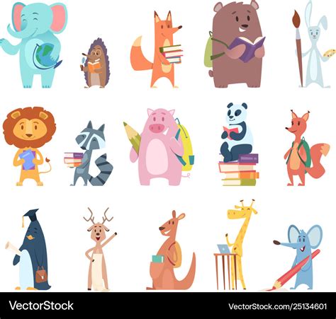 Back to school animals young funny zoo characters Vector Image