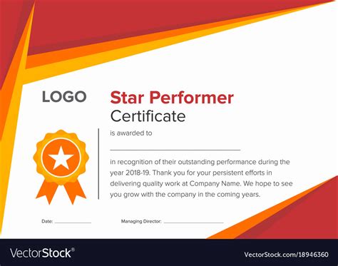 Geometric Red And Gold Star Performer Certificate In Star Performer Certificate Templat ...