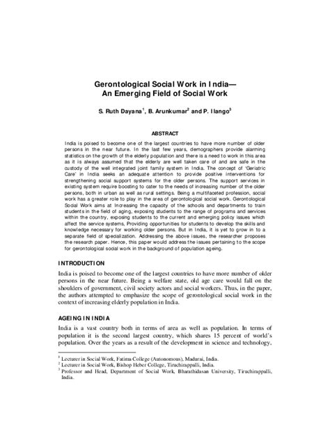 (PDF) Gerontological Social Work in India— An Emerging Field of Social ...