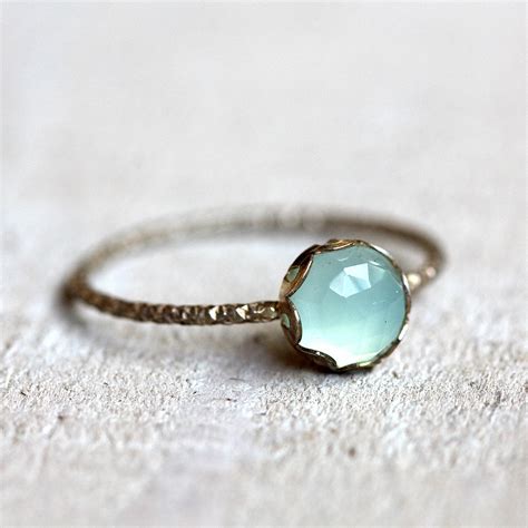 Gemstone ring blue chalcedony ring engagement ring – Praxis Jewelry