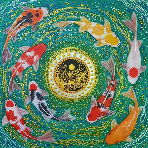 Koi Fish Japanese Art - Original Koi Painting For Sale