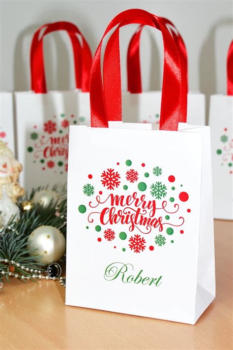 Chic Merry Christmas gift bags Personalized Holiday Gift Bag | Etsy