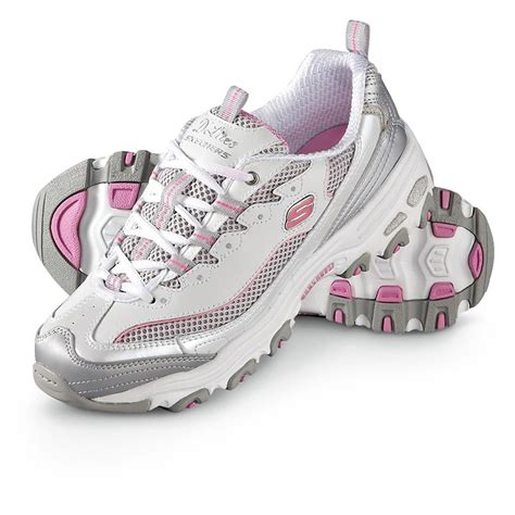 Women's Skechers® D'Lites Digginits, Silver - tone / Pink / White - 205408, Running Shoes ...